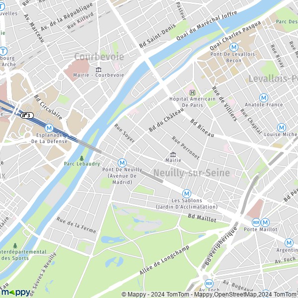 La carte pour la ville de Neuilly-sur-Seine 92200