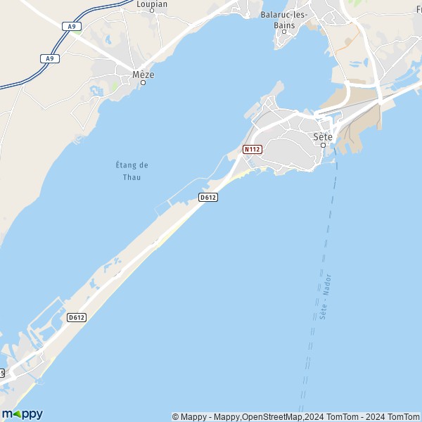 La carte pour la ville de Sète 34200