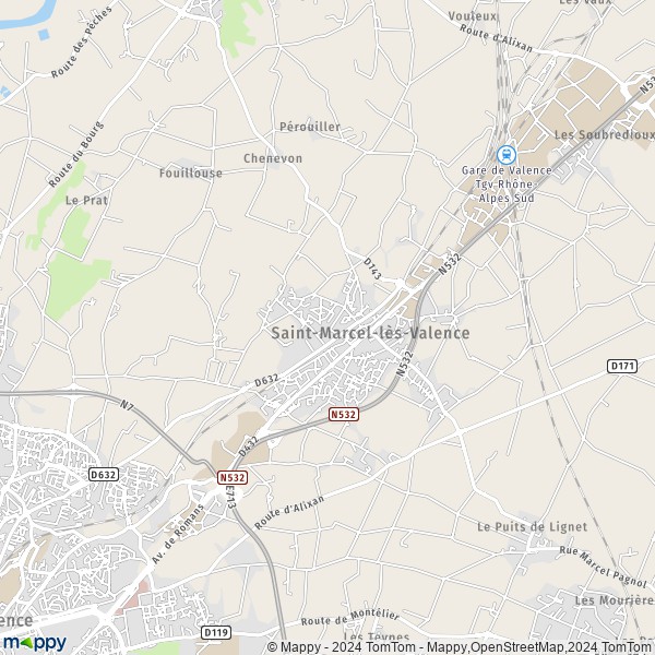 La carte pour la ville de Saint-Marcel-lès-Valence 26320