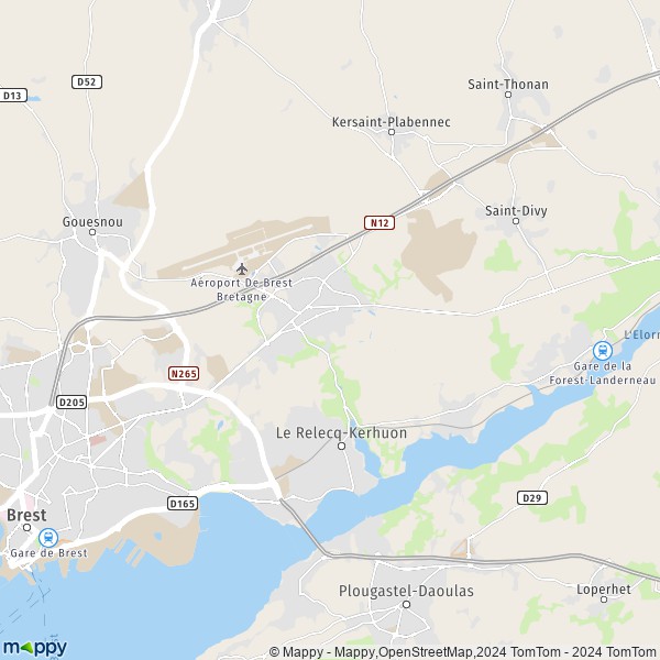 La carte pour la ville de Guipavas 29490