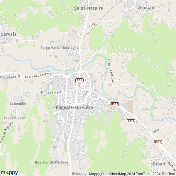 La carte pour la ville de Bagnols-sur-Cèze 30200