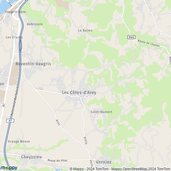La carte pour la ville de Les Côtes-d'Arey 38138