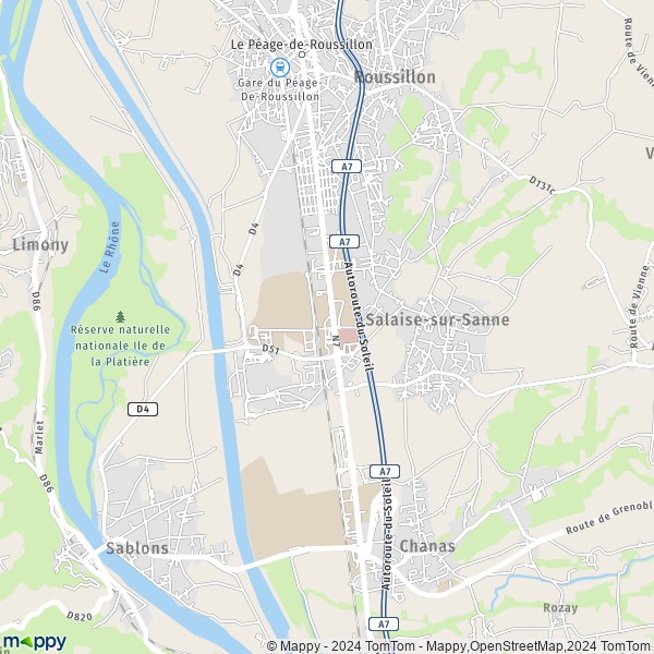 La carte pour la ville de Salaise-sur-Sanne 38150