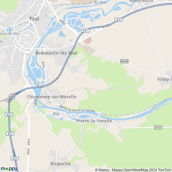 La carte pour la ville de Chaudeney-sur-Moselle 54200