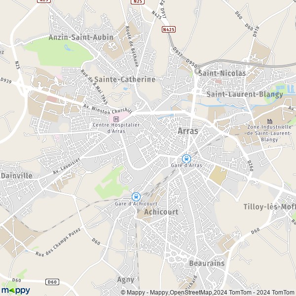 La carte pour la ville de Arras 62000