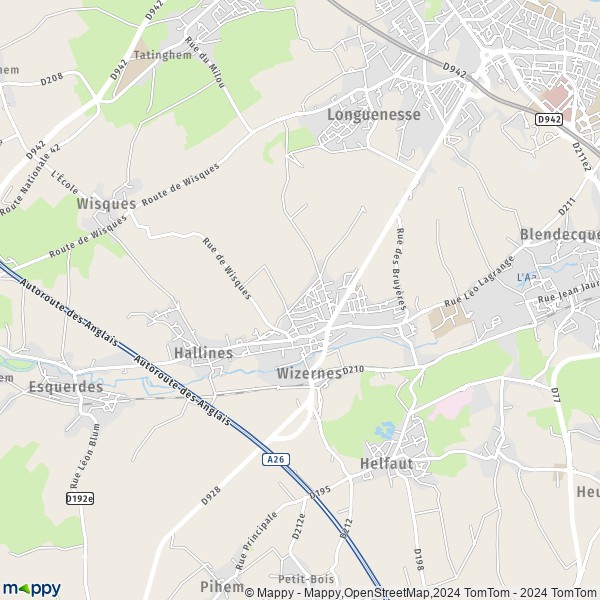 La carte pour la ville de Wizernes 62570