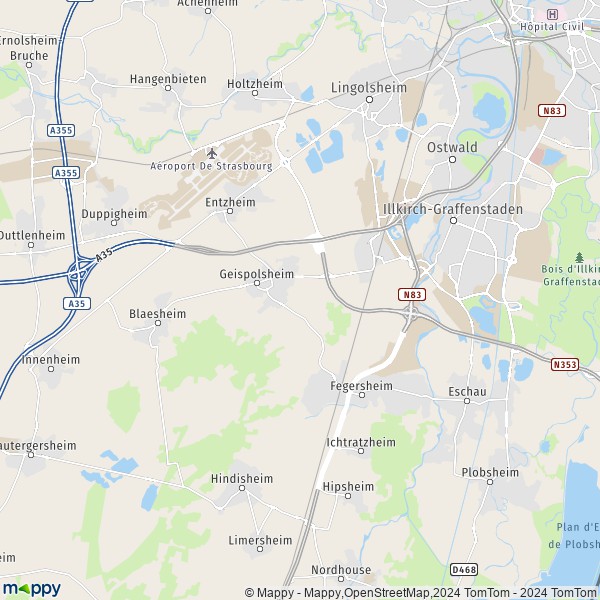 La carte pour la ville de Geispolsheim 67118