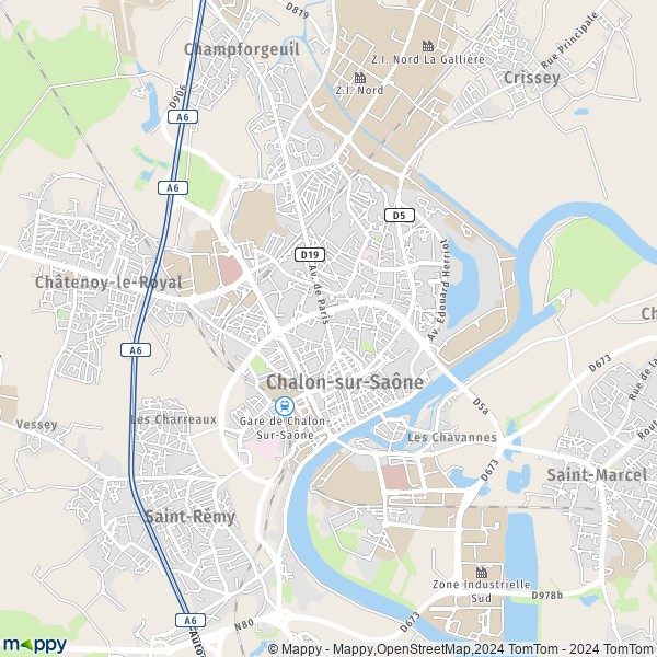 La carte pour la ville de Chalon-sur-Saône 71100