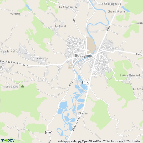 La carte pour la ville de Gueugnon 71130