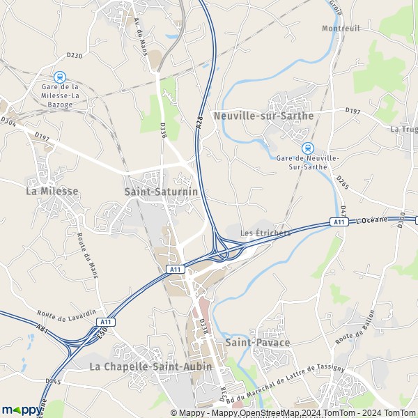 La carte pour la ville de Saint-Saturnin 72650