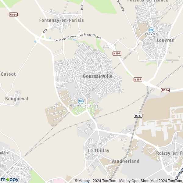 La carte pour la ville de Goussainville 95190