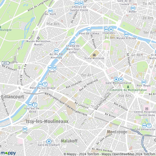 La carte pour la ville de 15e Arrondissement, Paris